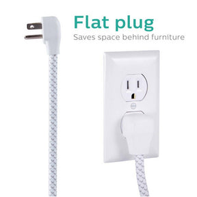 Philips 2 Outlet & 2 USB Surge Protector – 8ft Braided Extension