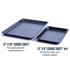 3pc Blue Diamond Nonstick Pans – Textured For Even Baking