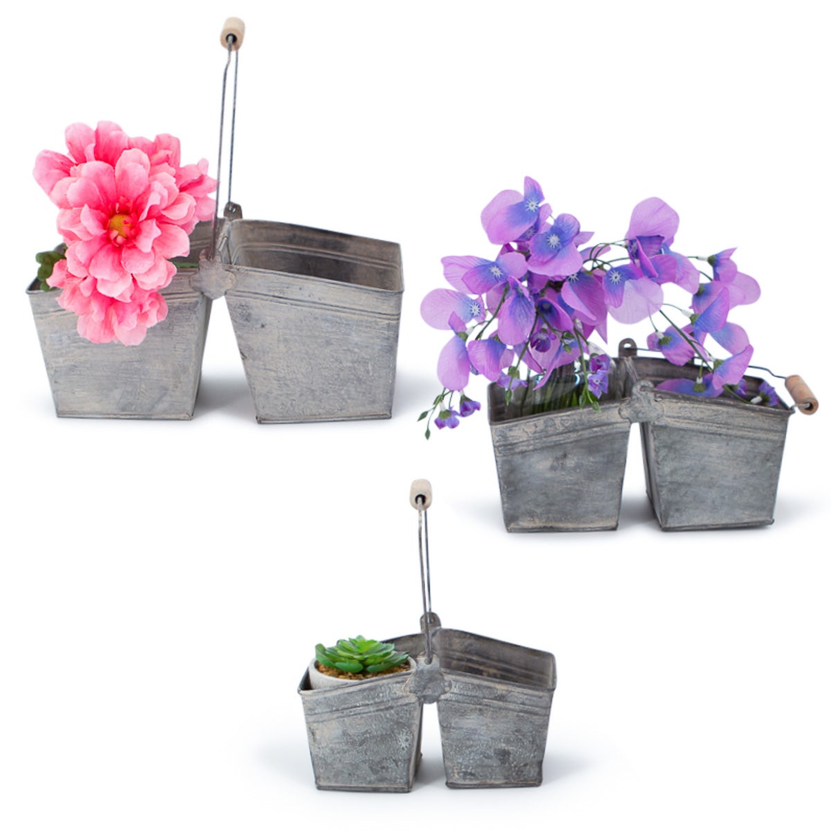 3pc Sullivan's Double Metal Pots – Shabby Chic For Kitchen To Patio