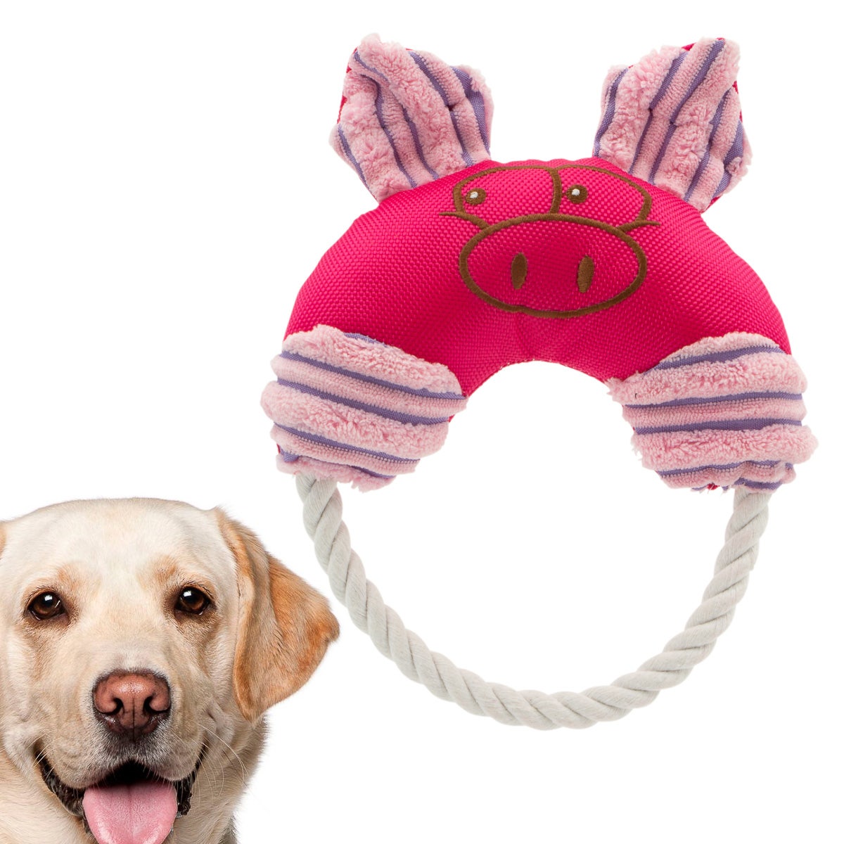 Rope & Canvas Animal Dog Toy With Squeaker – Toss, Tug & Chew!