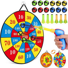 2-Sided Kids Dartboard Dinosaur Target Set – Darts, Gun, Balls