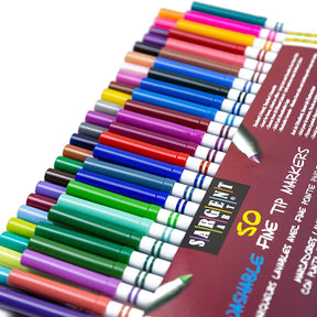50ct Sargent Art Washable Nontoxic Fine Tip Markers In Carry Case