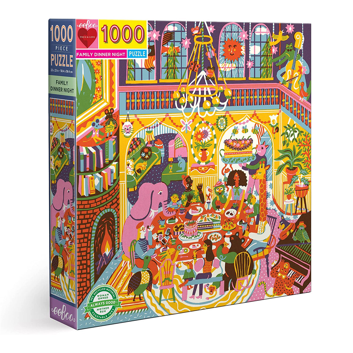 eeBoo 1000pc Square Jigsaw Puzzle – Artist-Designed, Eco-Friendly