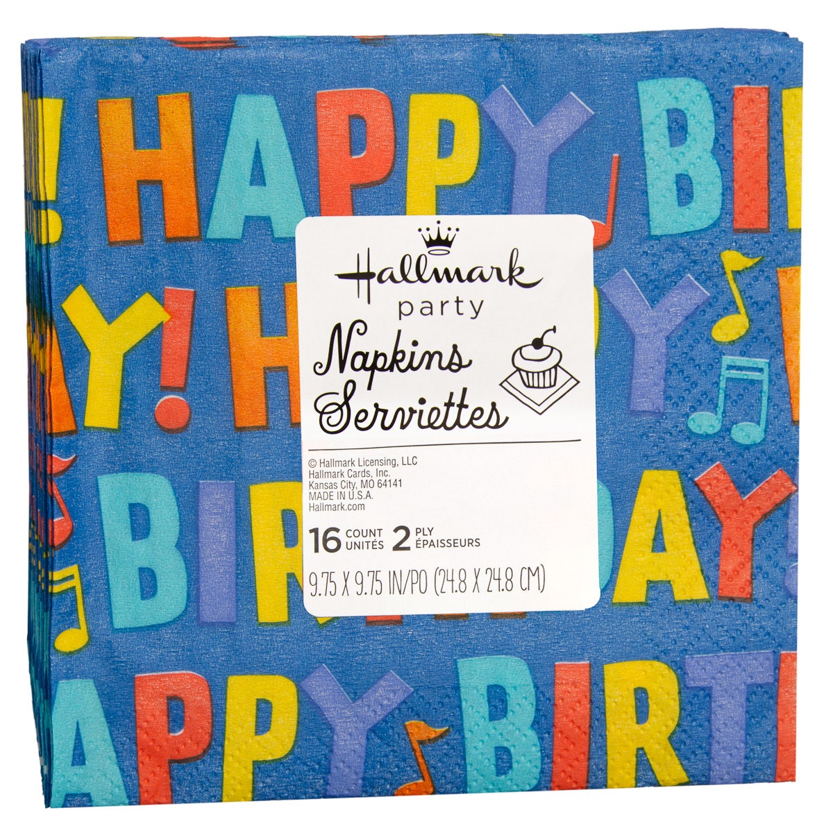 16pk Hallmark Happy Birthday Party Napkins 2-Ply 9.75" Square