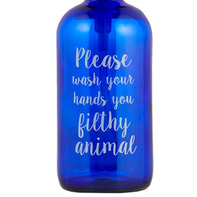 47th & Main Glass Soap Dispenser Pump Bottle With Fun Messages