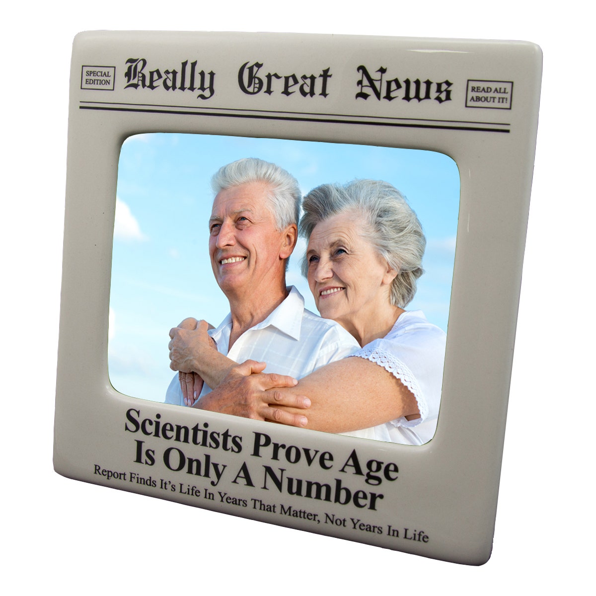 Funny Newspaper Heading Picture Frame - Holds 4 x 5 Photo
