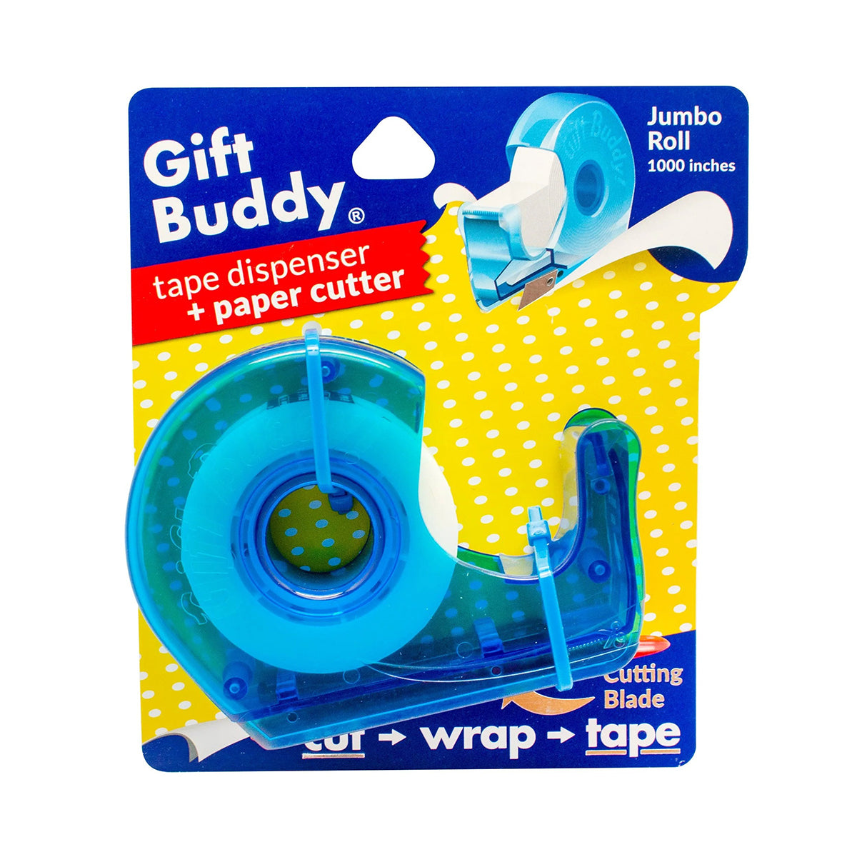 Gift Buddy Tape Dispenser-Paper Cutter By Jacent - Easy Wrapping