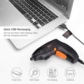 10 Bit Tacklife Cordless Drill Set – USB Rechargable, LED Light