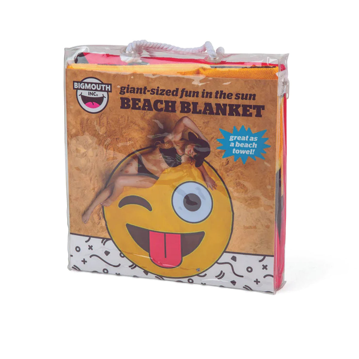 BigMouth Giant Winking Emoji With Tongue 5 Ft Soft Beach Blanket