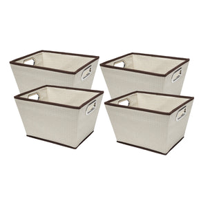 4pk Cloth-Covered 10" Tapered Storage Bins - Double Handles