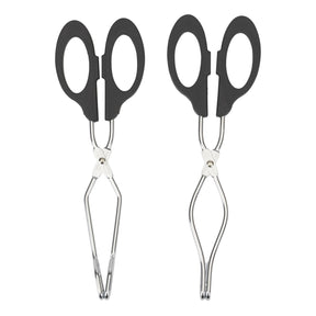 2pc Scissor Tongs Straight & Angled With Silicone Handles