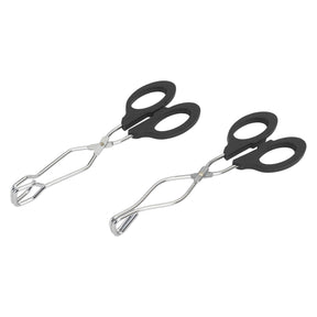2pc Scissor Tongs Straight & Angled With Silicone Handles