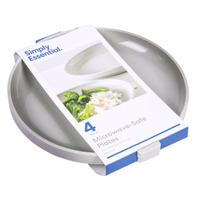4pk Set 10” Microwave-Safe Plastic Plates – Reusable, Stackable