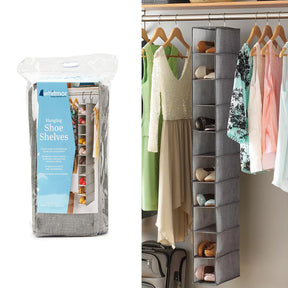 Whitmor Hanging Shoe Shelves – 10 Sections Store & Organize