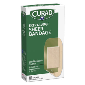 10pk Curad XL Sheer Bandages – Healing Comfort That Blends In