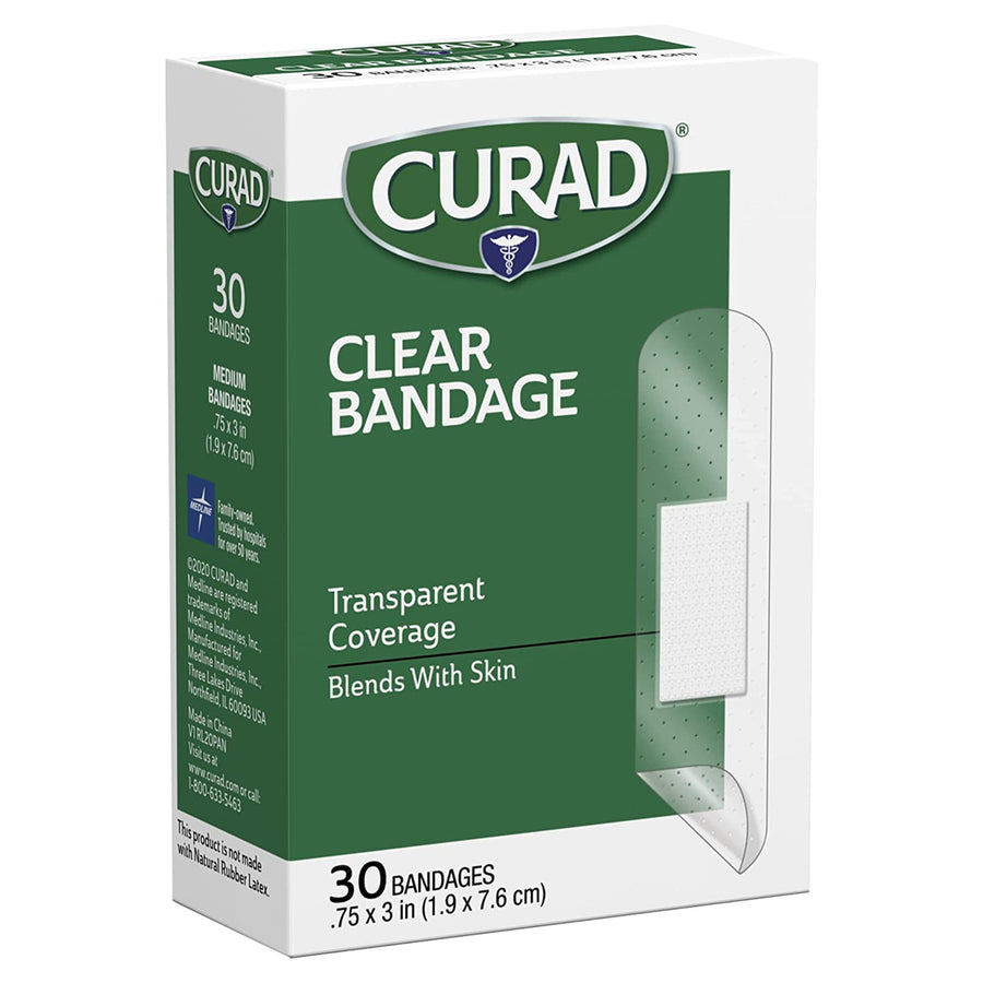 30pk Curad Clear Strip Bandages Transparent Healing Comfort