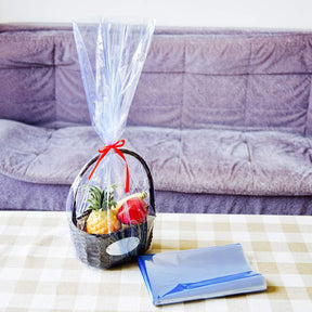 Basket Shrink Wrap With Accent Ribbons – For Gifts, Stylish