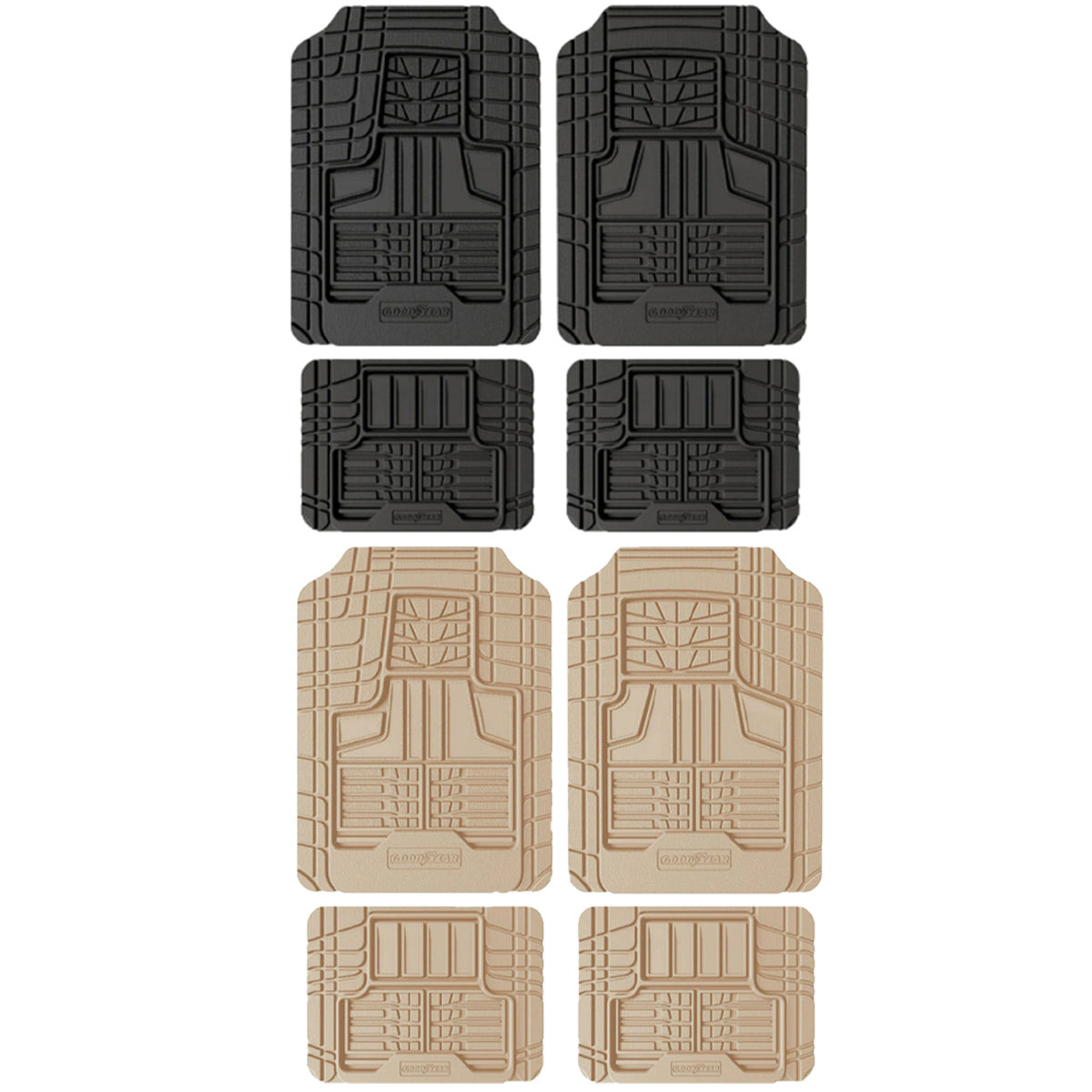 4pc Goodyear All-Weather Heavy-Duty Car Floor Mats – Trim To Fit