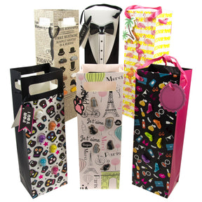 6pk Wine Bag Gift Sets – Bags Include Glass Charms Or Stopper