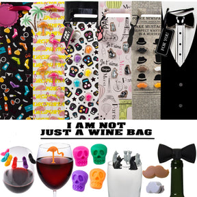 6pk Wine Bag Gift Sets – Bags Include Glass Charms Or Stopper