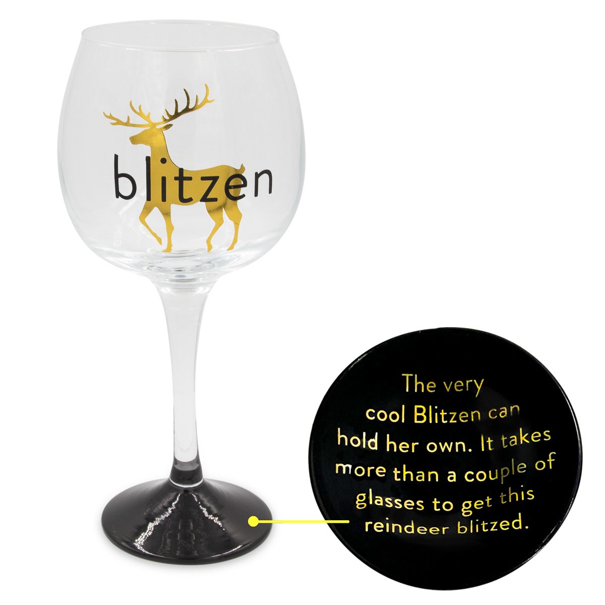 C.R. Gibson 16oz Blitzen Reindeer Wine Glass – For Holiday Cheer