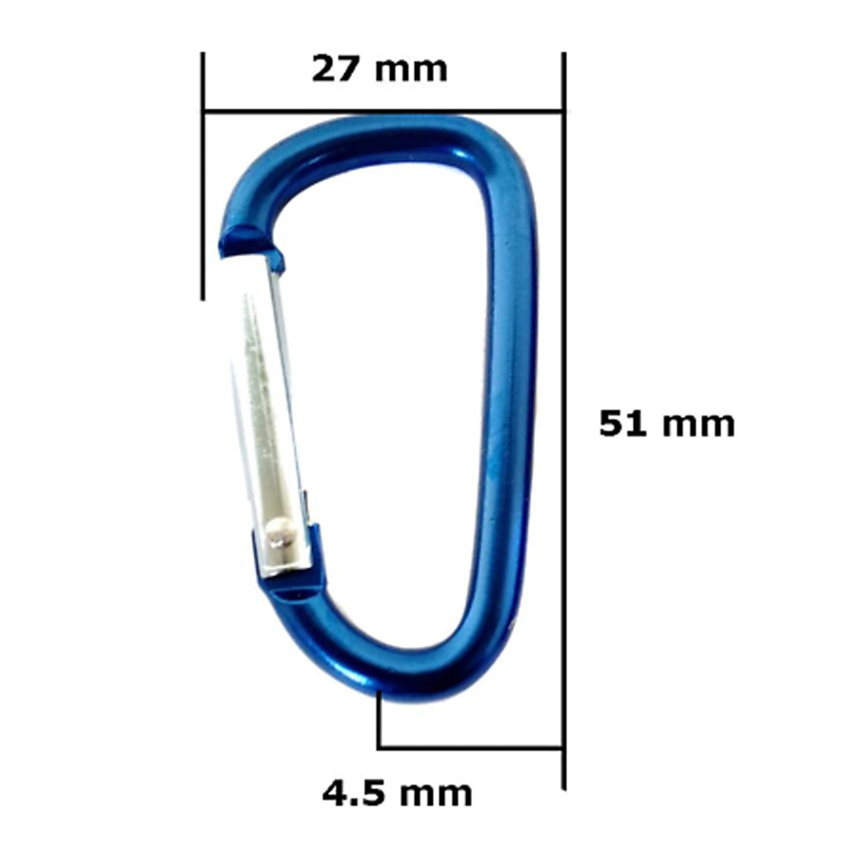 BLUE CARABINER 3 Aluminum D-Ring KEYCHAIN Spring Clip Snap Hook KEY RING  2pc
