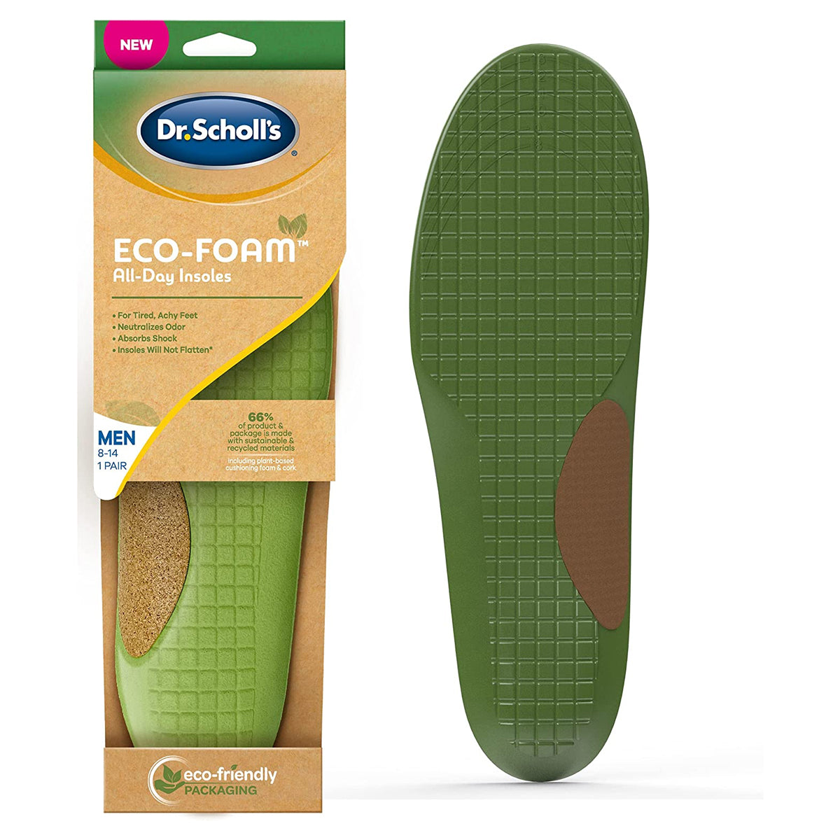 Dr. Scholl’s Eco-Foam Men’s Insoles – Natural Softness & Support