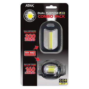 2pc Atak LED Headlamp & Worklight – Hands-Free, Multi-Function