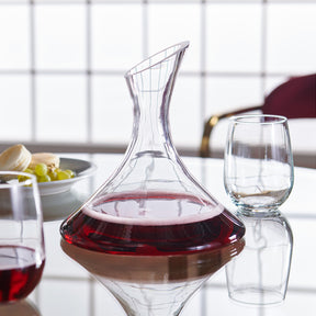 40.6oz Modern Clear Glass Wine Aerating Easy Pour Decanter