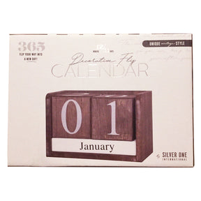 Wooden Block Perpetual Date Desktop Calendar – Reusable Any Year