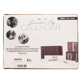 Wooden Block Perpetual Date Desktop Calendar – Reusable Any Year