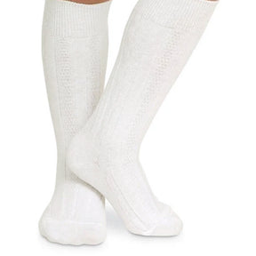 Mod & Tone Children's White Cotton Knit Pattern Knee Socks