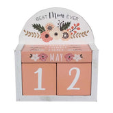 Best Mom Ever Wood Block Perpetual Date Desktop Calendar Any Year