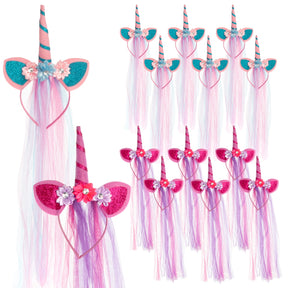 6pk Unicorn Headband With Chiffon Mane – Magical Dress Up!