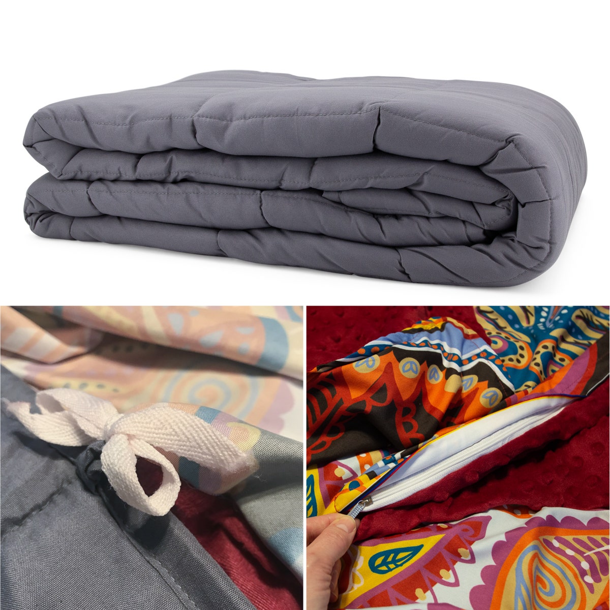 20lb Weighted Blanket, Removable Duvet Cover, Case – Queen Size