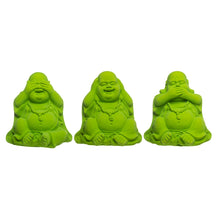 Set Of 3 Neon Velvet Buddha 6” Figures - See Hear Speak No Evil