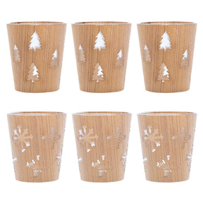 6pk Woodland Glass Candle Holders – Holiday Or Everyday Décor