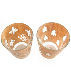 6pk Woodland Glass Candle Holders – Holiday Or Everyday Décor