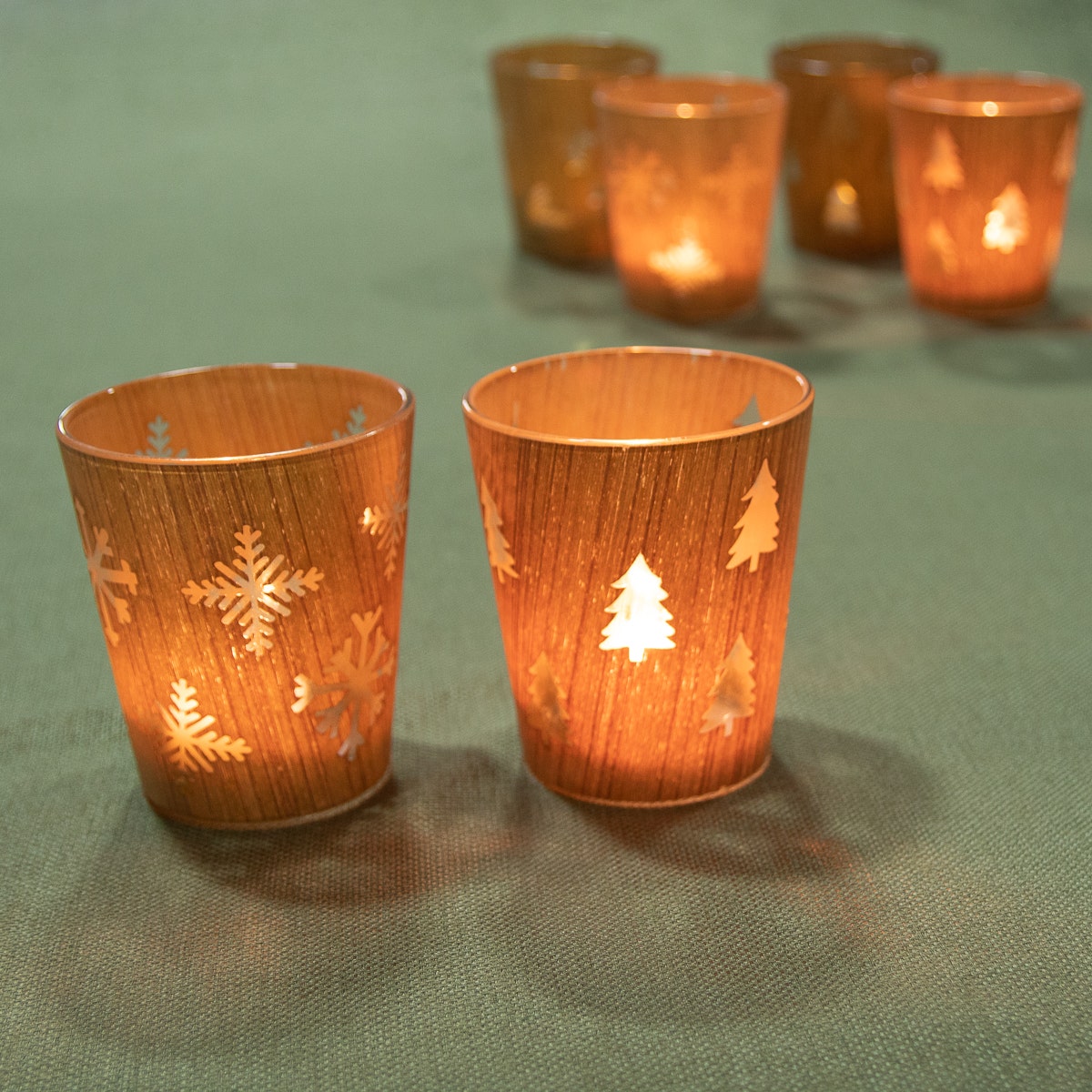 6pk Woodland Glass Candle Holders – Holiday Or Everyday Décor