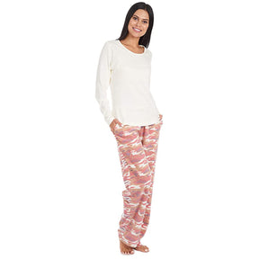 2pc Cherokee Women’s Pajamas Set – Scoop Top, Micro Fleece Pants