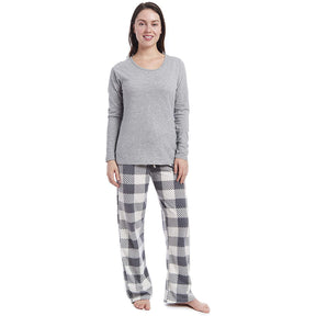 2pc Cherokee Women’s Pajamas Set – Scoop Top, Micro Fleece Pants