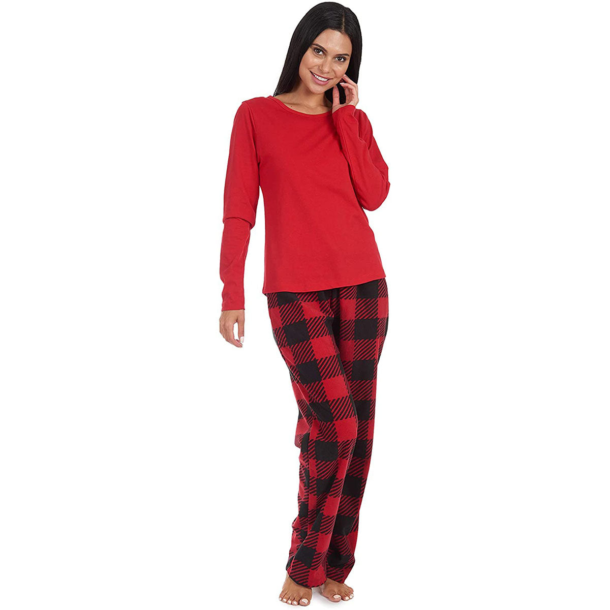 2pc Cherokee Women's Pajamas Set – Scoop Top, Micro Fleece Pants