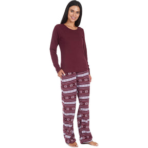 2pc Cherokee Women’s Pajamas Set – Scoop Top, Micro Fleece Pants