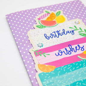 PaperCraft Handmade Birthday Card w- Envelope – Cake & Wishes