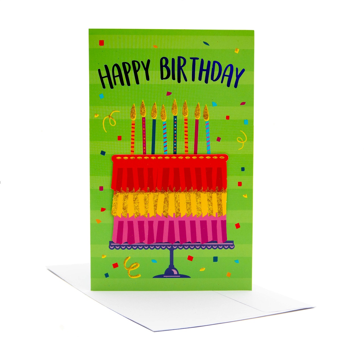 PaperCraft Handmade Birthday Card w- Envelope – Cake & Candles