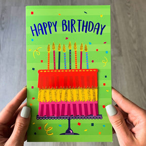 PaperCraft Handmade Birthday Card w- Envelope – Cake & Candles