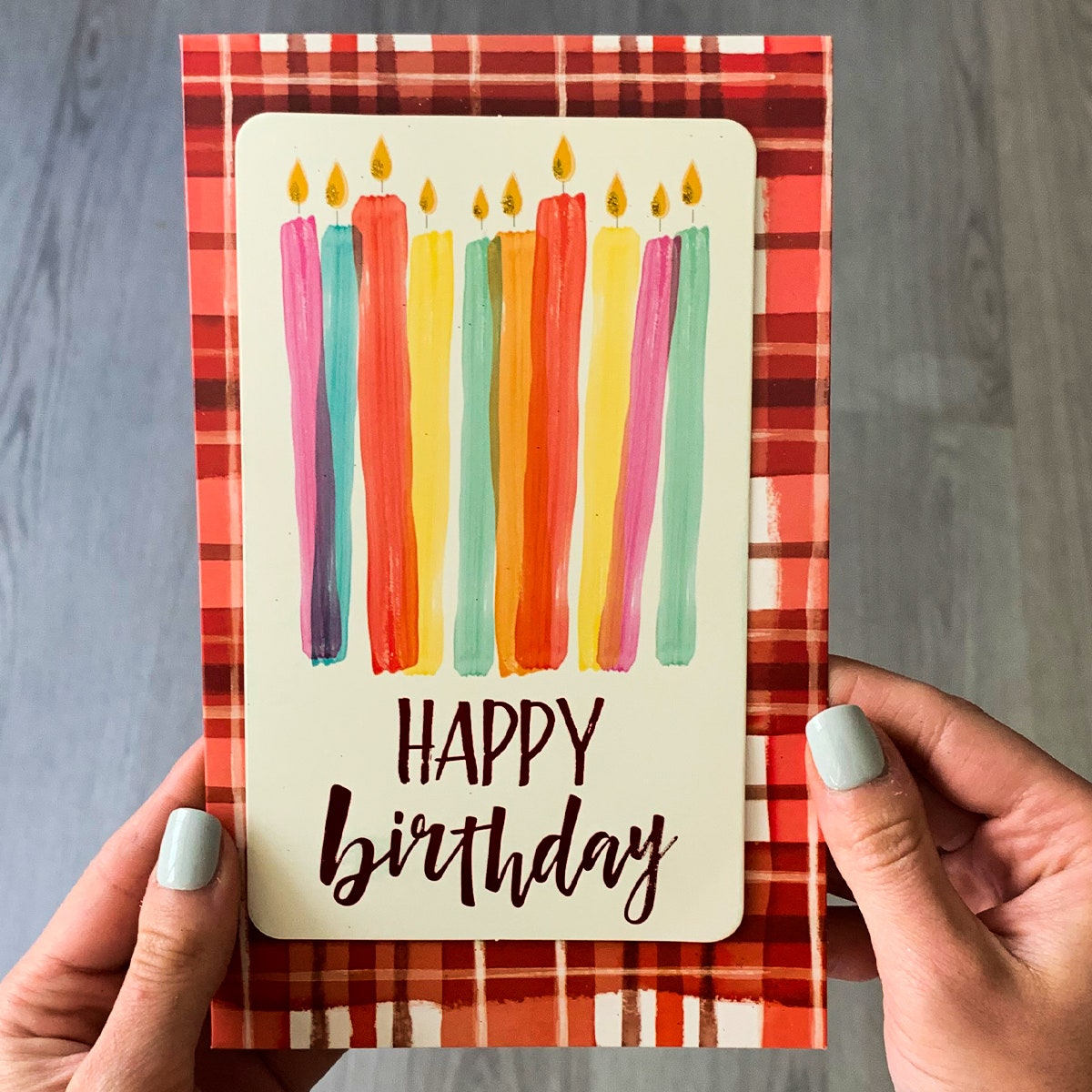 PaperCraft Handmade Birthday Card w- Envelope – Lit Candles