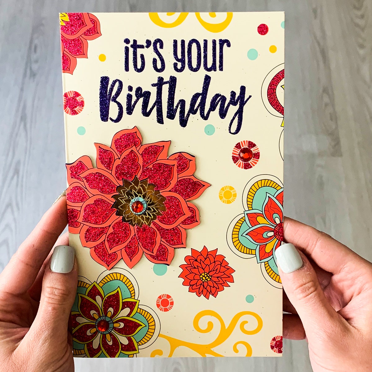 PaperCraft Handmade Birthday Card w- Envelope – Colorful Flowers