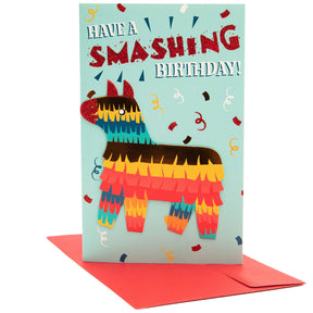 PaperCraft Handmade Birthday Card w- Envelope – Festive Pinata