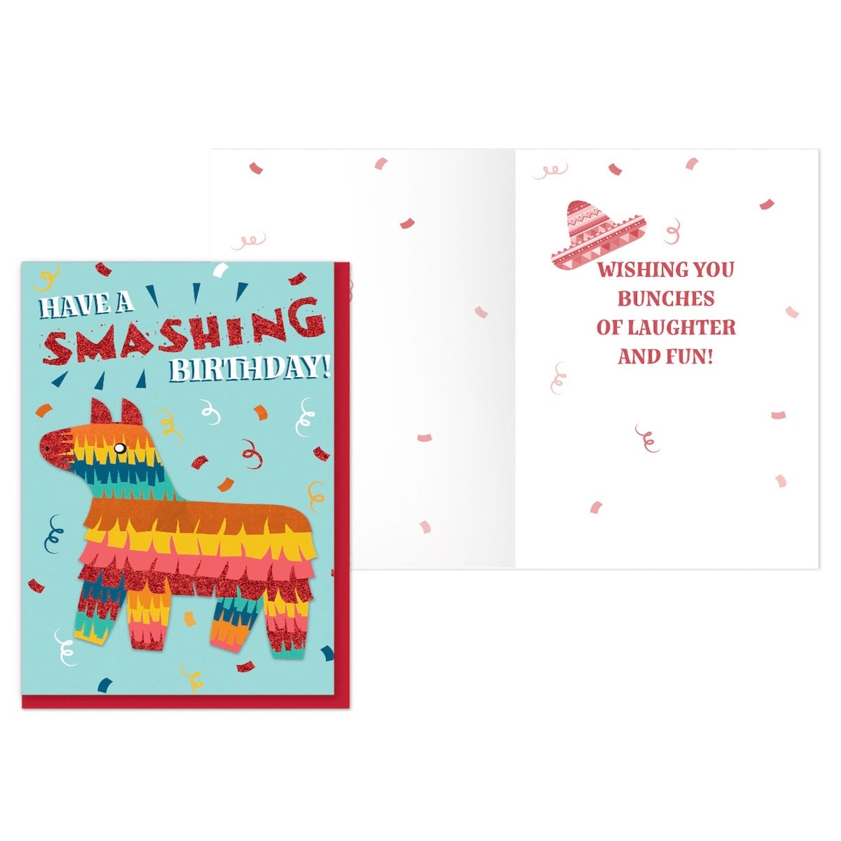 PaperCraft Handmade Birthday Card w- Envelope – Festive Pinata